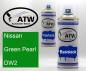 Preview: Nissan, Green Pearl, DW2: 400ml Sprühdose + 400ml Klarlack - Set, von ATW Autoteile West.